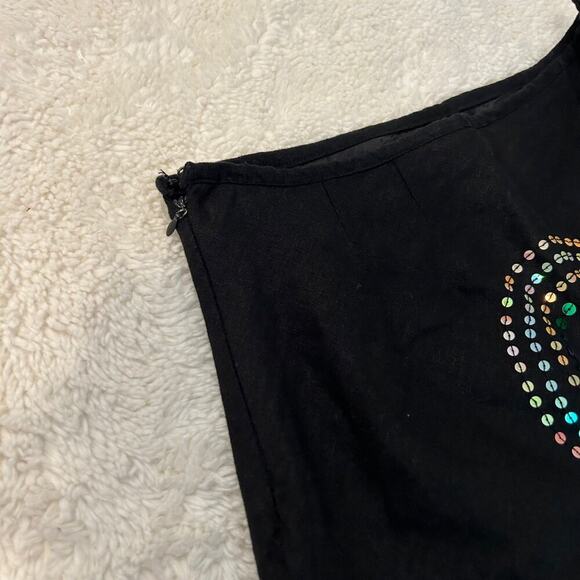 Edward Skirt Womens Sz 8 Black Linen Sequin Blend‎ Maxi Fully Lined Minimalist - Picture 7 of 7